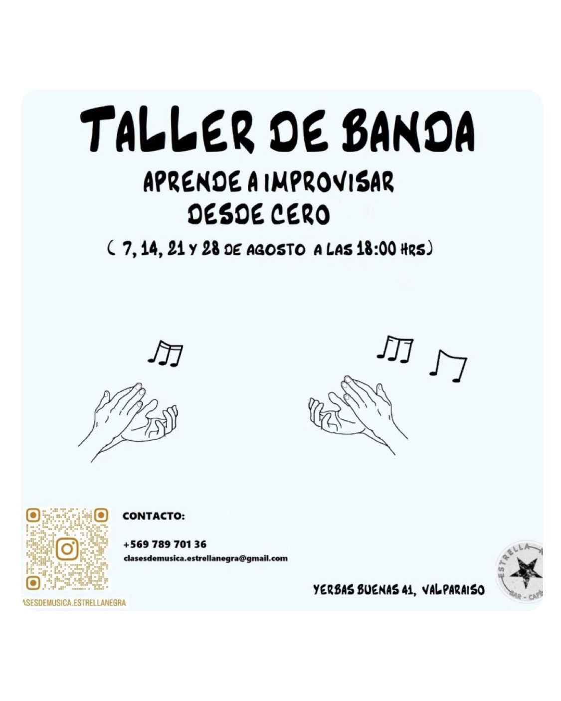 Talleres días 7, 14, 21 y 28 agosto